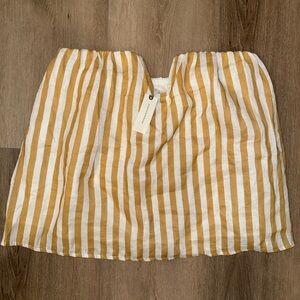 NWT Anthropologie Maeve Structured Linen Stripe Strapless Top Shirt Small S